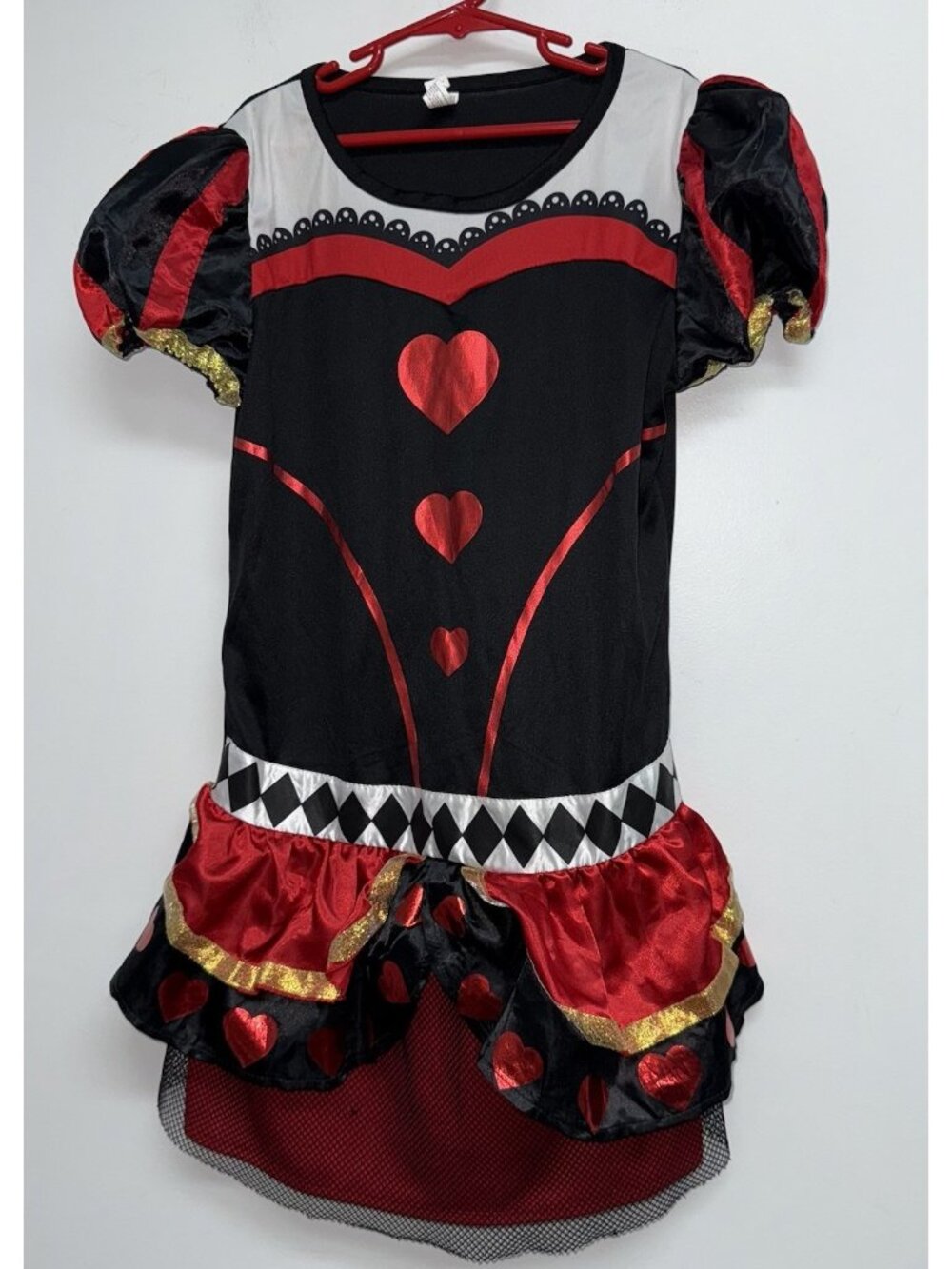 Queen Of Hearts Halloween Costume Dress Girls Size M L Alice In Wonderland - Picture 1 of 6